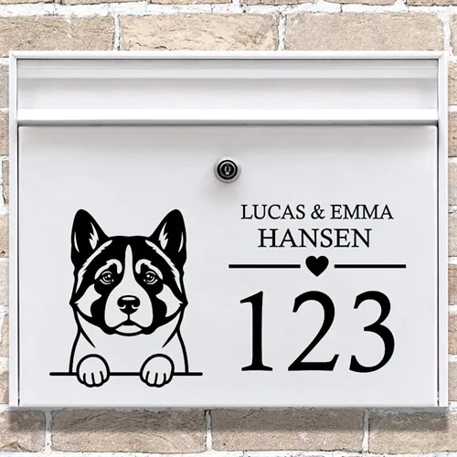 Postkasse stickers med Akita