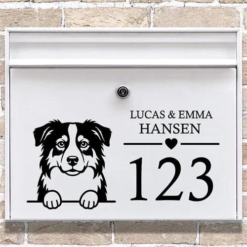 Postkasse stickers med australsk gjeterhund