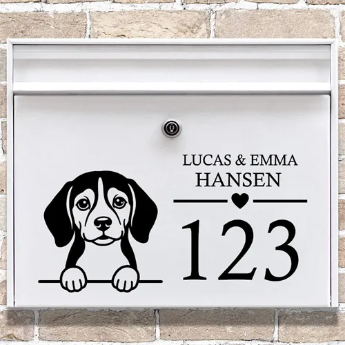 Postkasse stickers med Beagle