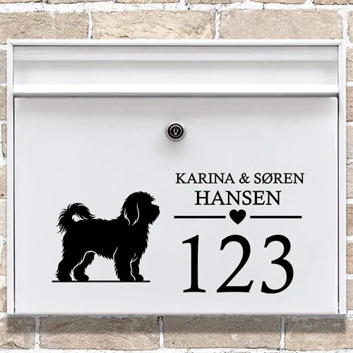 Postkasse stickers med Bichon Havanais-silhuett