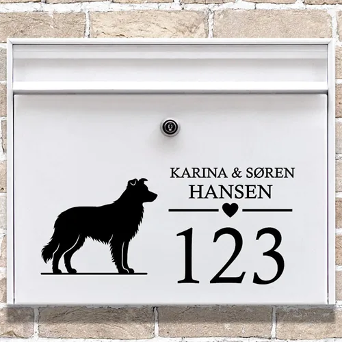 Postkasse stickers med Border Collie-silhuett