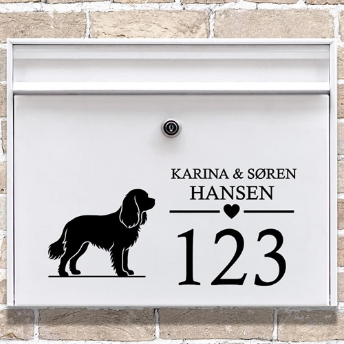 Postkasse stickers med silhuett av Cavalier King Charles Spaniel