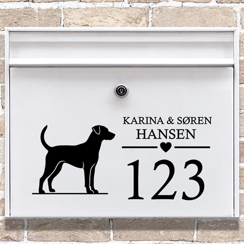 Postkasse stickers med silhuett av dansk-svensk gårdshund