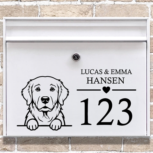 Postkasse stickers med golden retriever