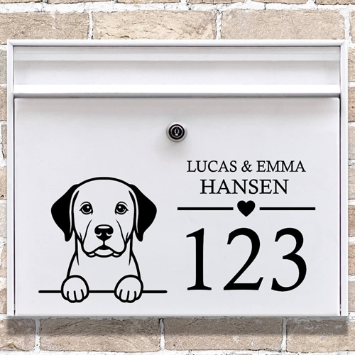 Postkasse stickers med labrador