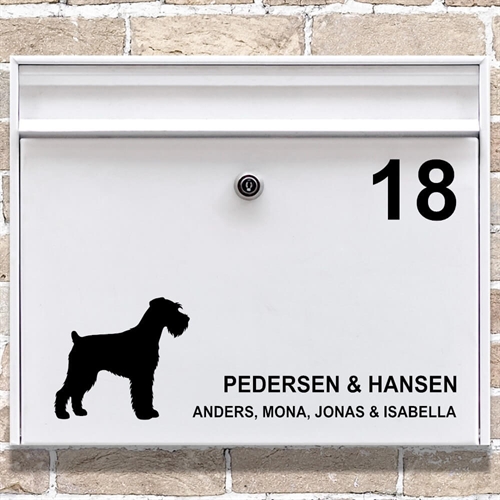Postkasse stickers Miniatyrschnauzer-silhuett