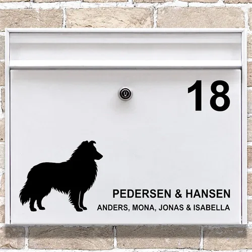 Postkasse stickers Shetland Sheepdog silhuett