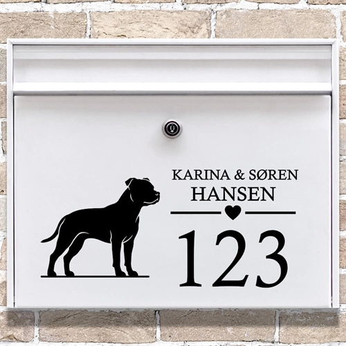 Postkasse stickers med Staffordshire bull terrier-silhuett