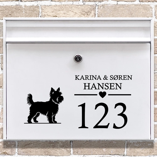 Postkasse stickers med Yorkshire terrier-silhuett