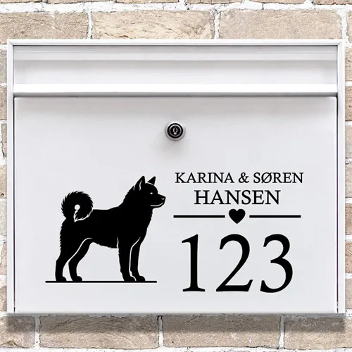 Postkasse stickers med Akita-silhuett