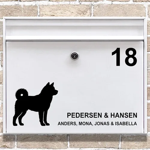 Postkasse stickers Akita silhuett