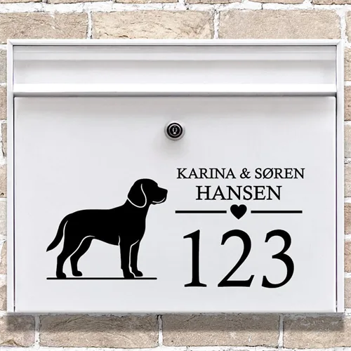 Postkasse stickers med beagle-silhuett