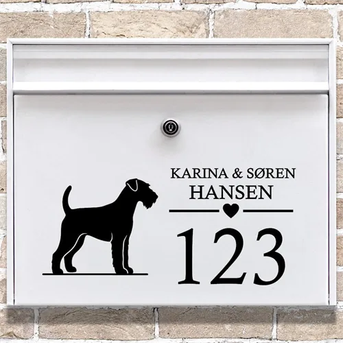 Postkasse stickers med airedaleterrier-silhuett
