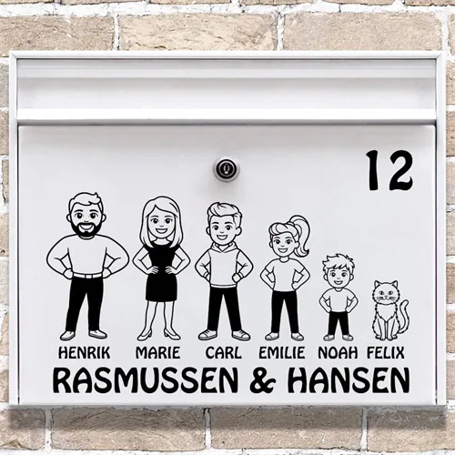 Postkasse stickers med hverdagsfigurer