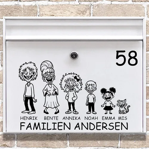 Postkassestickers – Den sprø familien