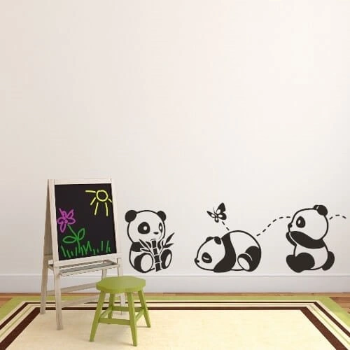 Wallsticker med tre søte pandabjørner