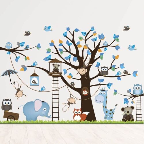 Sohu Barnedesign i blått – Trykt wallsticker