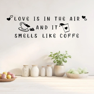 Love is in the air - Skikkelig fin veggdekor tekst til kjøkkenet med kaffekopper