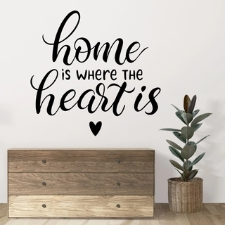 Wallsticker med engelsk tekst Home is where the heart is
