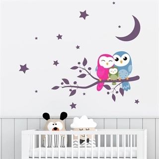Wallsticker med en uglefamilie