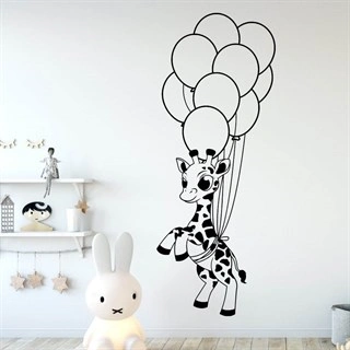 Veggdekor - Giraffe med ballonger