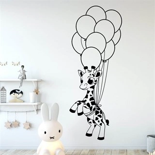 Wallstickers - Giraffe med ballonger