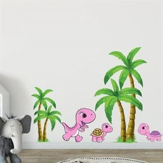 Wallsticker dinosaur i lyserød