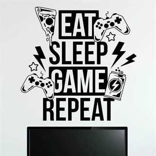 EAT SLEEP GAME REPEAT PIZZA - wallstickers