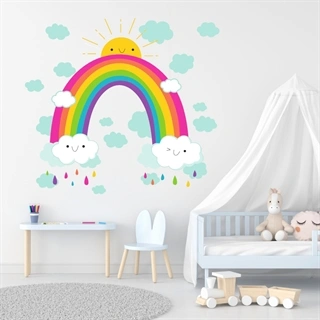 Regnbue med sol - wallstickers