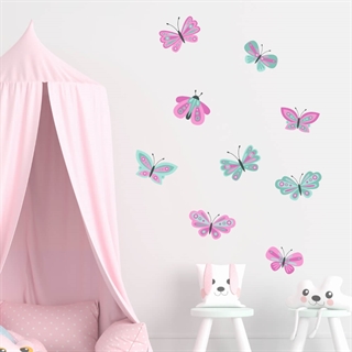 wallstickers sommerfugler i vakre lyse pastellfarger