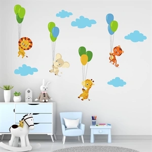 Jungledyr i balloner - Wallstickers