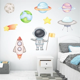 Space wallstickers i akvarell