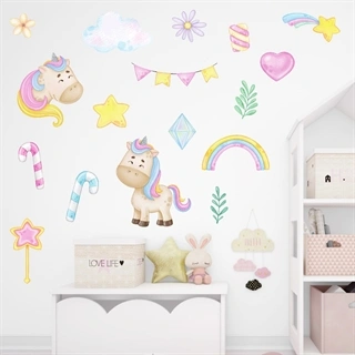 Unicorn fest akvarell wallstickers