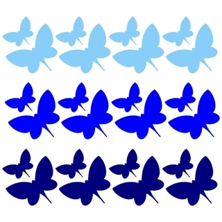 24 sommerfugler wallstickers i blå nyanser