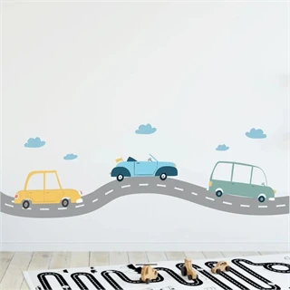 Wallsticker kjørebane med biler