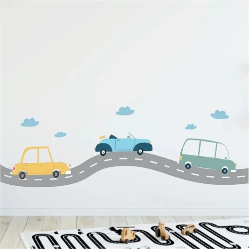 Wallsticker kjørebane med biler