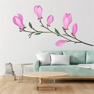 Grein med rosa blomster - wallsticker