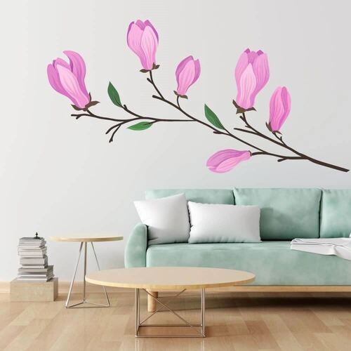 Grein med rosa blomster - wallsticker