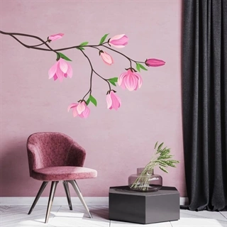 Grein med rosa blomster - wallsticker