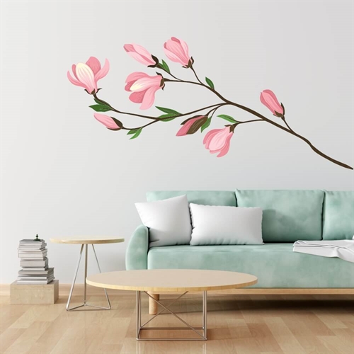 Grein med rosa blomster - wallsticker