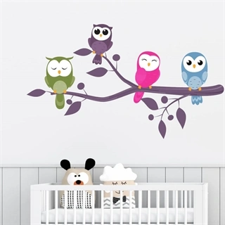 Gren med 4 ugler - wallstickers