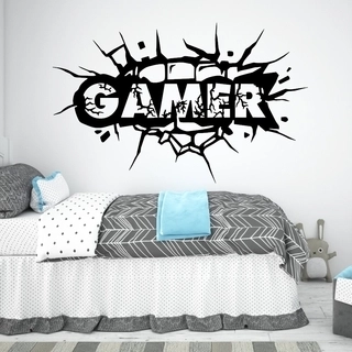 Wallsticker gamer 3D hull i veggen