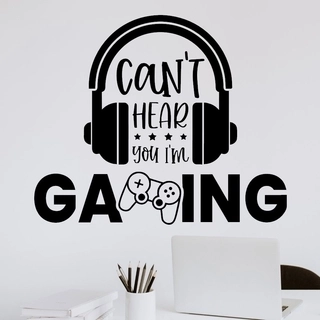 Veggklistremerke Cant' Hear you I'm gaming and headset