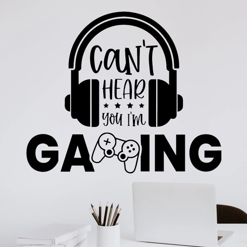 Veggklistremerke Cant\' Hear you I\'m gaming and headset