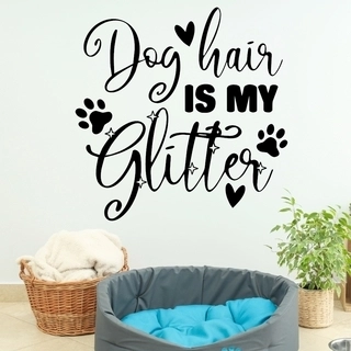 Veggklistremerke Hundehår er mitt glitter