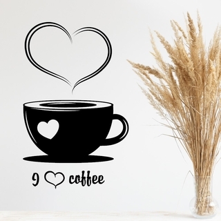 Veggklistremerke med en blomsterkaffekopp med teksten "i Love coffee"