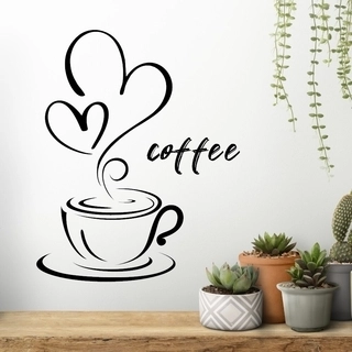 Veggklistremerke med en blomst kaffekopp med teksten "kaffe"