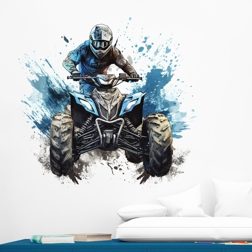 Kul wallsticker med firehjuls motocrossmaskin