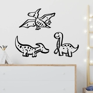 Håndtegnet 3 dinosaurer - veggdekor