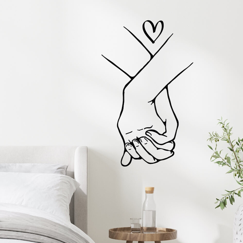 To hender knyttet sammen. skissert bundne hender av elskere med et hjerte veggdekor